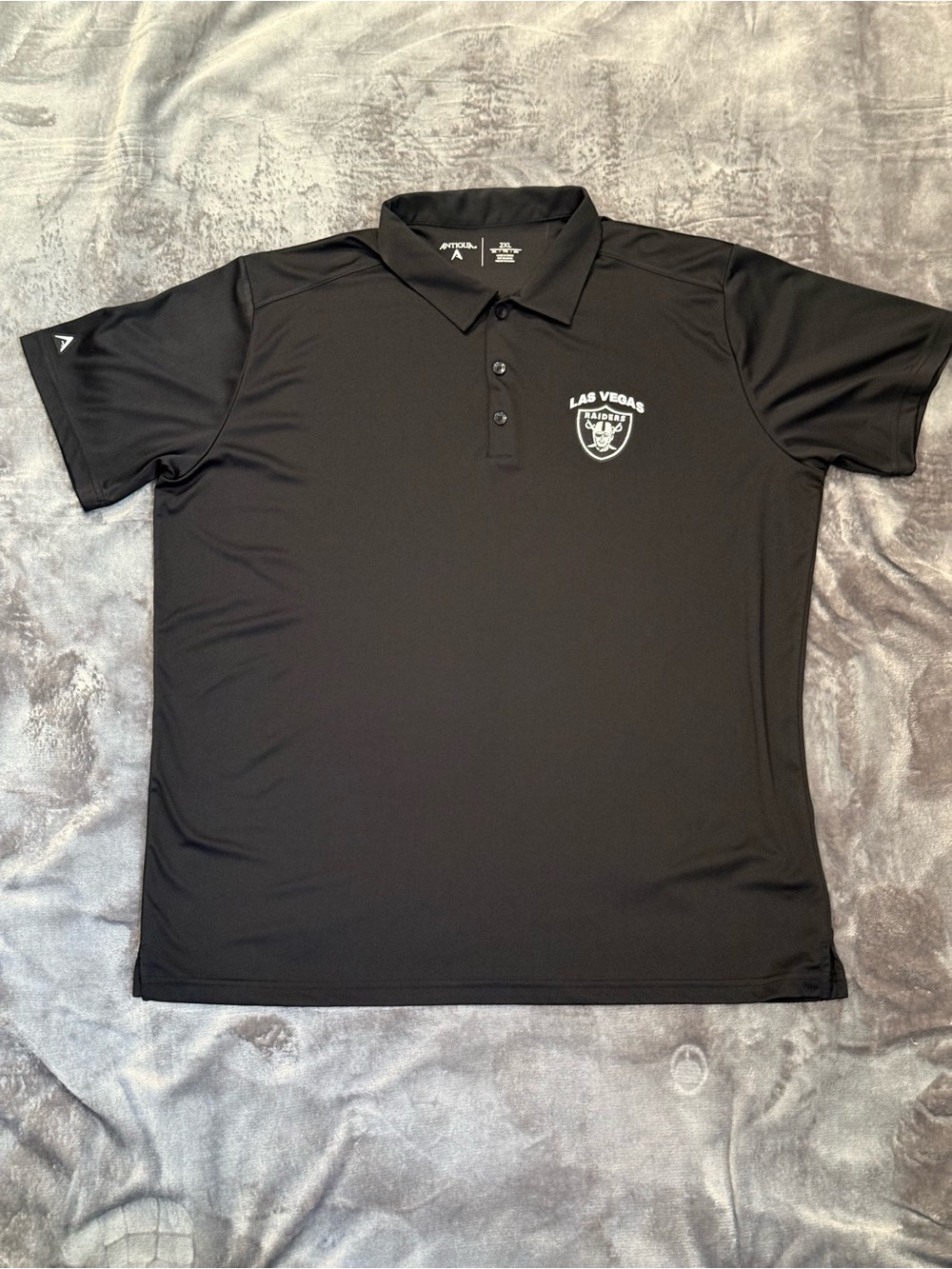 Raiders Antigua Black Las Vegas Polo with White Logo 2XL